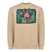 Mushroom baby pig with leopard background Heavyweight Sweatshirt - BarkalooDesign