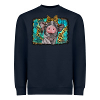 Navy baby pig with leopard background Heavyweight Sweatshirt - BarkalooDesign