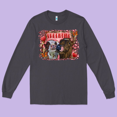 Valentine Heifers Long Sleeve Tee Designed By Ranaportraitstore