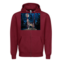 Burgundy wolf howling at the moon Zipper Hoodie - TumblerDesignByShophia