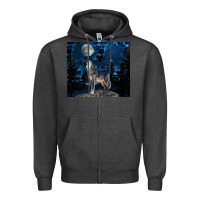Charcoal Heather wolf howling at the moon Zipper Hoodie - TumblerDesignByShophia