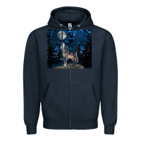 Navy wolf howling at the moon Zipper Hoodie - TumblerDesignByShophia