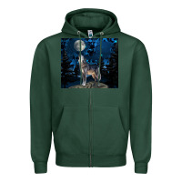 Sports Green wolf howling at the moon Zipper Hoodie - TumblerDesignByShophia
