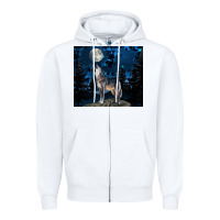 White wolf howling at the moon Zipper Hoodie - TumblerDesignByShophia