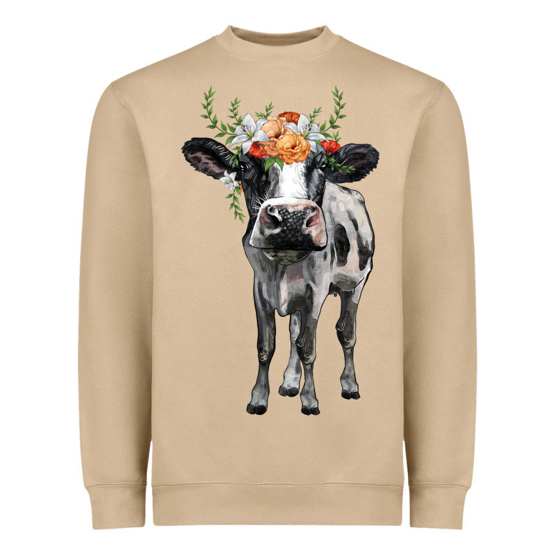 Holstein Cow Floral Wreath Heavyweight Sweatshirt by BarkalooDesign | Teevron
