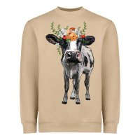 Mushroom holstein cow floral wreath Heavyweight Sweatshirt - BarkalooDesign