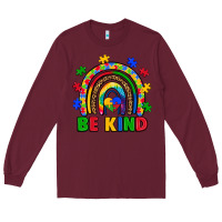Burgundy autism awareness rainbow Long Sleeve Tee - Artiststas