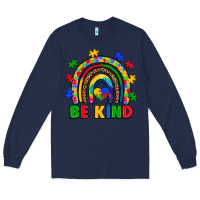 Navy autism awareness rainbow Long Sleeve Tee - Artiststas