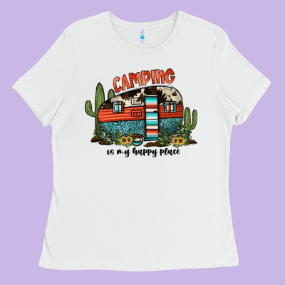 Camping Is My Happy Place Ladies Tee Designed By Jahusdesignshop