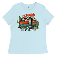 Baby Blue camping is my happy place Ladies Tee - JahusDesignShop
