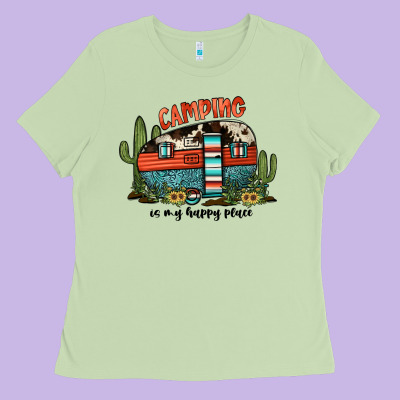 Camping Is My Happy Place Ladies Tee Designed By Jahusdesignshop
