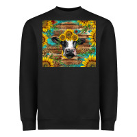 Black holstein cow with sunflowers Heavyweight Sweatshirt - BarkalooDesign