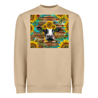 Mushroom holstein cow with sunflowers Heavyweight Sweatshirt - BarkalooDesign