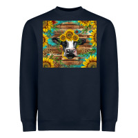 Navy holstein cow with sunflowers Heavyweight Sweatshirt - BarkalooDesign