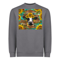 Holstein Cow With Sunflowers Heavyweight Sweatshirt | Teevron