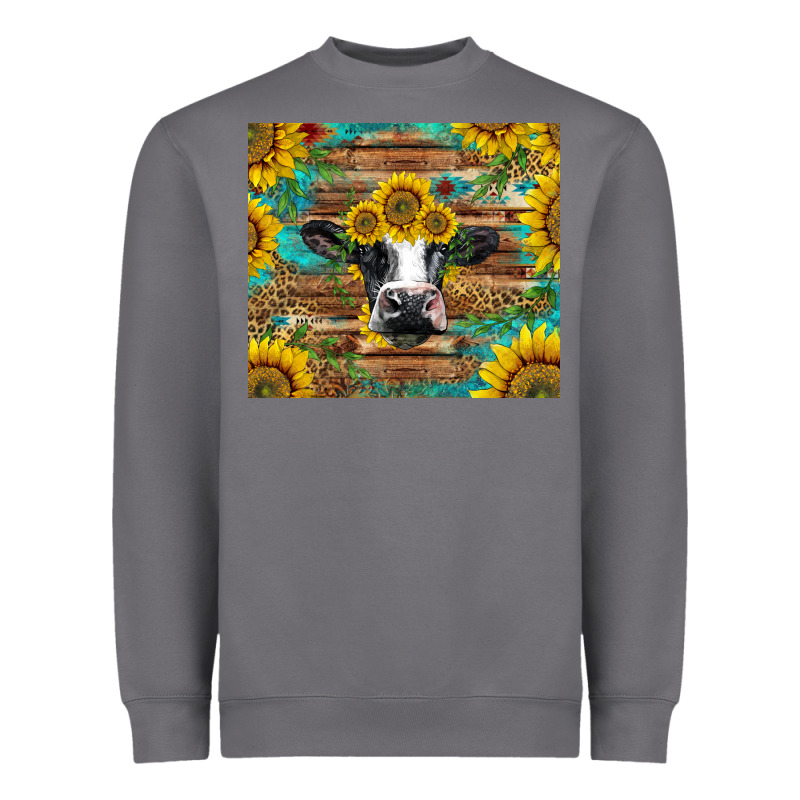 Holstein Cow With Sunflowers Heavyweight Sweatshirt by BarkalooDesign | Teevron