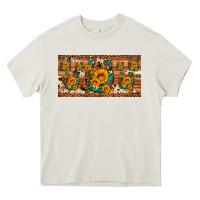 Cream sunflower gemstone leopard cowhide horseshoe license plate Heavy Core Tee - Artiststas