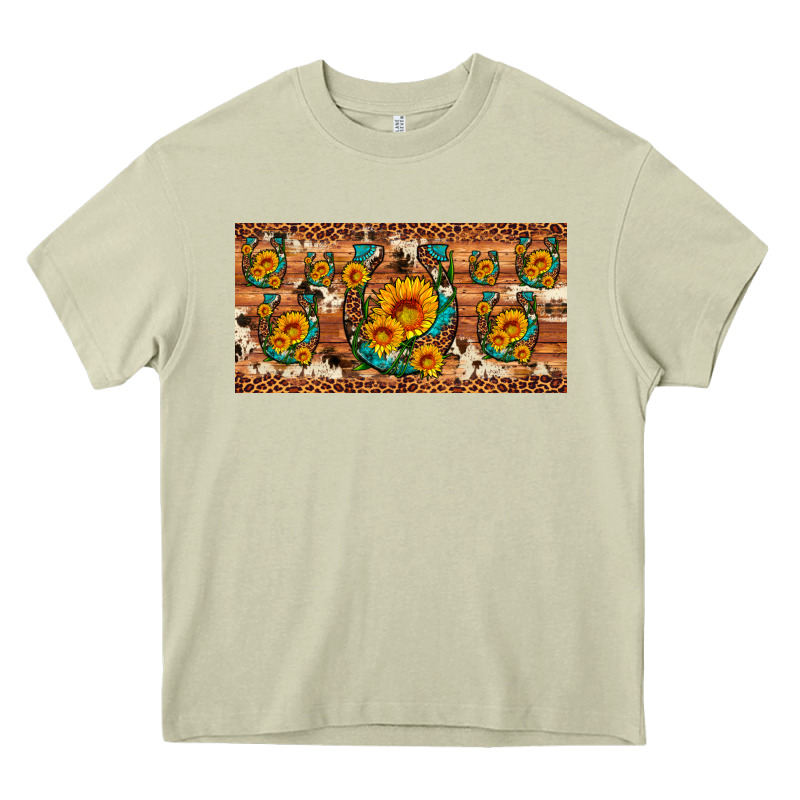 Sunflower Gemstone Leopard Cowhide Horseshoe License Plate Heavy Core Tee by Artiststas | Teevron