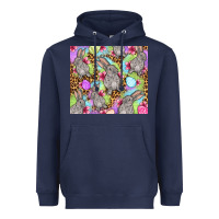 Navy Easter bunnys eggs Heavyweight Hoodie - OliviaCreatesArt