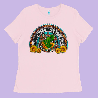 Cactus Sunflower Horseshoe Rainbow Ladies Tee Designed By Artiststas