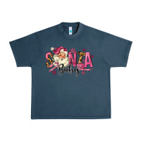 Midnight Navy Santa Baby Pink Christmas Urban Heavy Tee - MaliasSmallBusiness