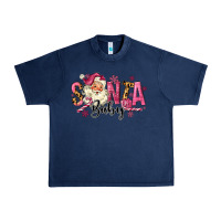 Navy Santa Baby Pink Christmas Urban Heavy Tee - MaliasSmallBusiness