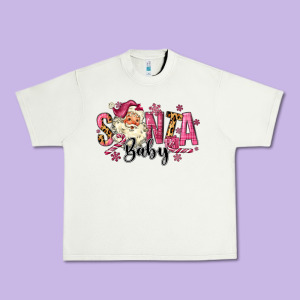 Santa Baby Pink Christmas Urban Heavy Tee Designed By Maliassmallbusiness