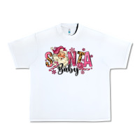 White Santa Baby Pink Christmas Urban Heavy Tee - MaliasSmallBusiness