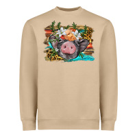 Mushroom baby pig with floral and western background Heavyweight Sweatshirt - BarkalooDesign
