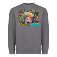 Storm baby pig with floral and western background Heavyweight Sweatshirt - BarkalooDesign