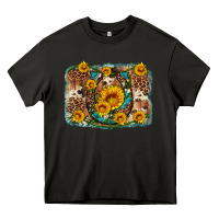 Asphalt sunflower gemstone leopard cowhide horseshoe background Heavy Core Tee - Artiststas