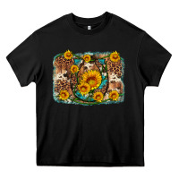 Black sunflower gemstone leopard cowhide horseshoe background Heavy Core Tee - Artiststas