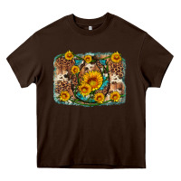 Chocolate Brown sunflower gemstone leopard cowhide horseshoe background Heavy Core Tee - Artiststas