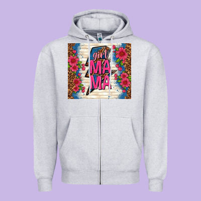 Girl Mama Thunder With Flowers Zipper Hoodie Designed By Tumblerdesignbyshophia