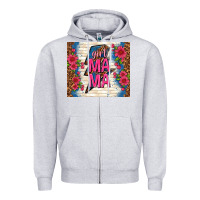 Heather Grey girl mama thunder with flowers Zipper Hoodie - TumblerDesignByShophia
