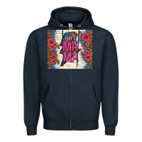 Navy girl mama thunder with flowers Zipper Hoodie - TumblerDesignByShophia