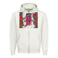 Oatmeal Heather girl mama thunder with flowers Zipper Hoodie - TumblerDesignByShophia