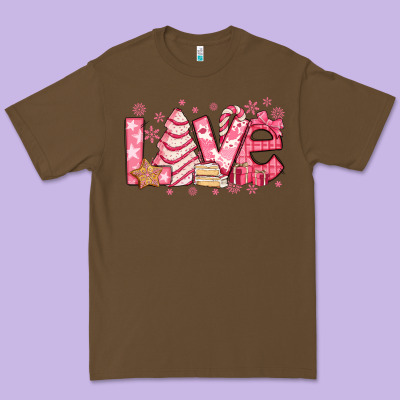 Love Pink Christmas Tree Cake Premium Tee Designed By Jasminsmagicworld