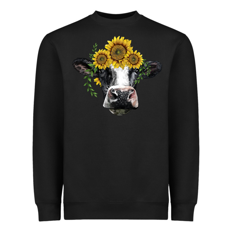 Holstein Cow With Sunflower Heavyweight Sweatshirt by BarkalooDesign | Teevron