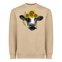 Mushroom holstein cow with sunflower Heavyweight Sweatshirt - BarkalooDesign