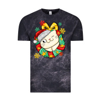 Cloud Black Christmas wreaths cat Vintage Tee - MaliasSmallBusiness