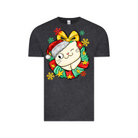 Vintage Black Christmas wreaths cat Vintage Tee - MaliasSmallBusiness