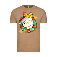 Vintage Coffee Christmas wreaths cat Vintage Tee - MaliasSmallBusiness
