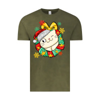 Vintage Olive Christmas wreaths cat Vintage Tee - MaliasSmallBusiness