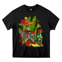 Black skeleton with sombrero and tequila Heavy Core Tee - AdoDesignShop