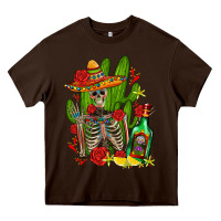 Skeleton With Sombrero And Tequila Heavy Core Tee | Teevron