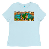 Baby Blue cactus sunflower horseshoe license plate Ladies Tee - Artiststas