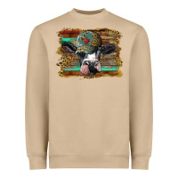 Mushroom holstein cow with cap and leopard background Heavyweight Sweatshirt - BarkalooDesign