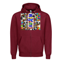 Burgundy autism mom puzzle ribbon Zipper Hoodie - TumblerDesignByShophia