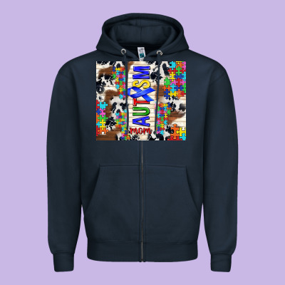 Autism Mom Puzzle Ribbon Zipper Hoodie Designed By Tumblerdesignbyshophia